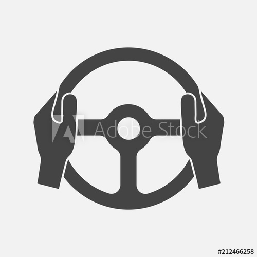 500x500 Vector Icon Of Car Steering Wheel And Driver's Hands Layers