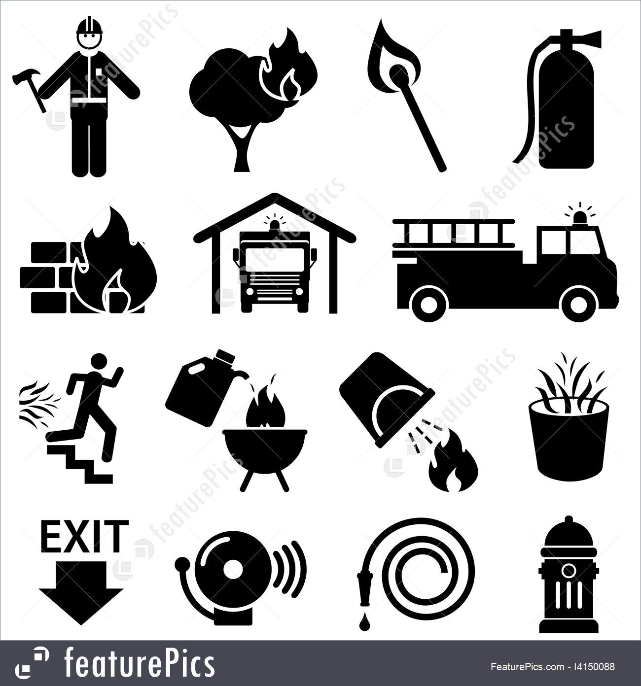 1300x1392 Fire Safety Icons Illustration