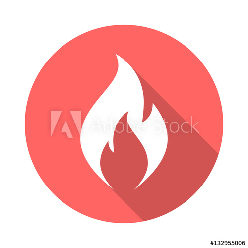 500x500 Fire Flame Icon With Long Shadow Flat Design Style Round Icon