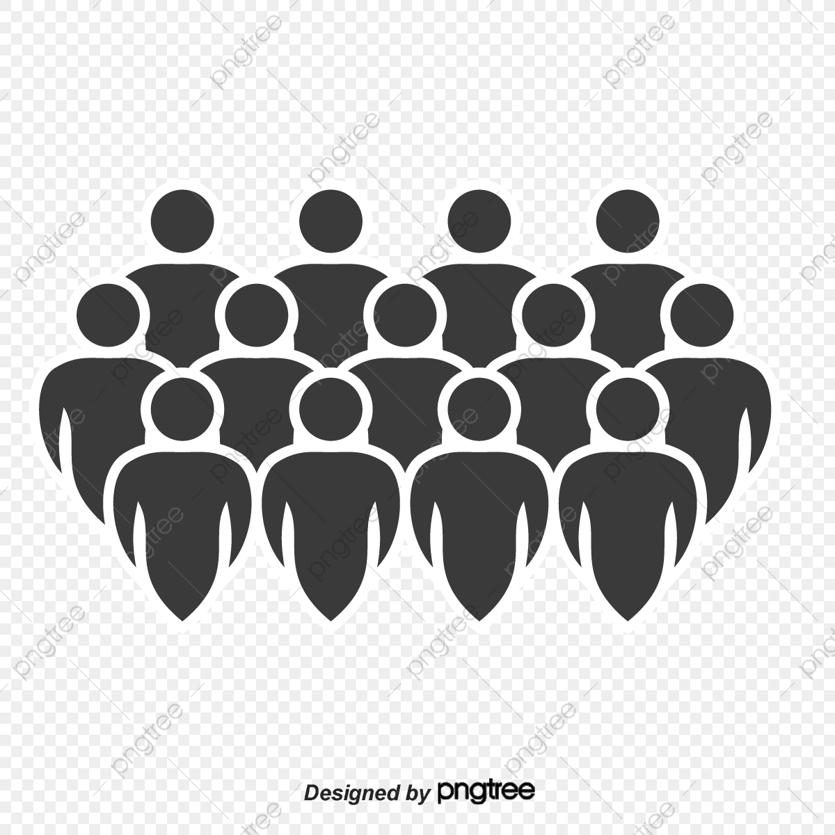 1200x1200 Black And White Icons For Group Figures In Three Line Queue