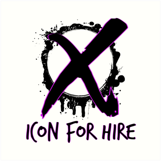550x550 Icon For Hire Xo Black Text Art Print