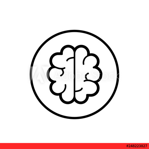 500x500 Brain Vector Icon, Knowledge Symbol Simple, Flat Design For Web