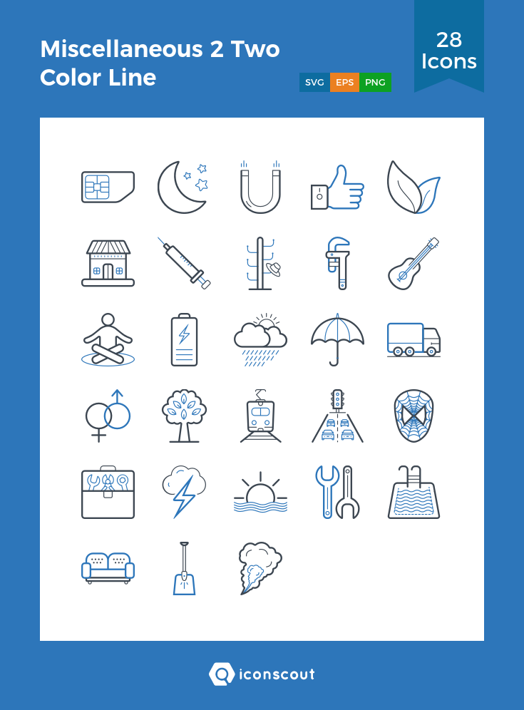 Miscellaneous Two Color Line Icon Pack 735x996 Miscellaneous Two Color Line Icon Pack