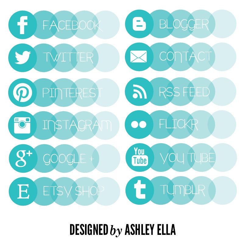 801x801 Teal Ombre Social Media Icons For Blog Or Website