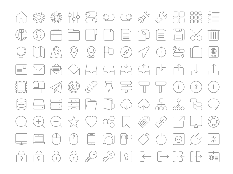 800x600 Simple Line Icon Set
