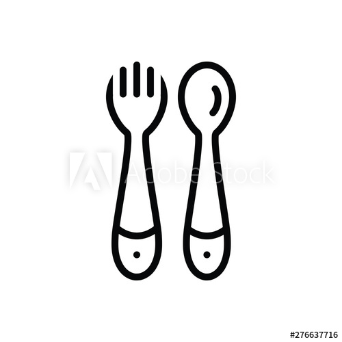 500x500 Black Line Icon For Training Spoon Fork