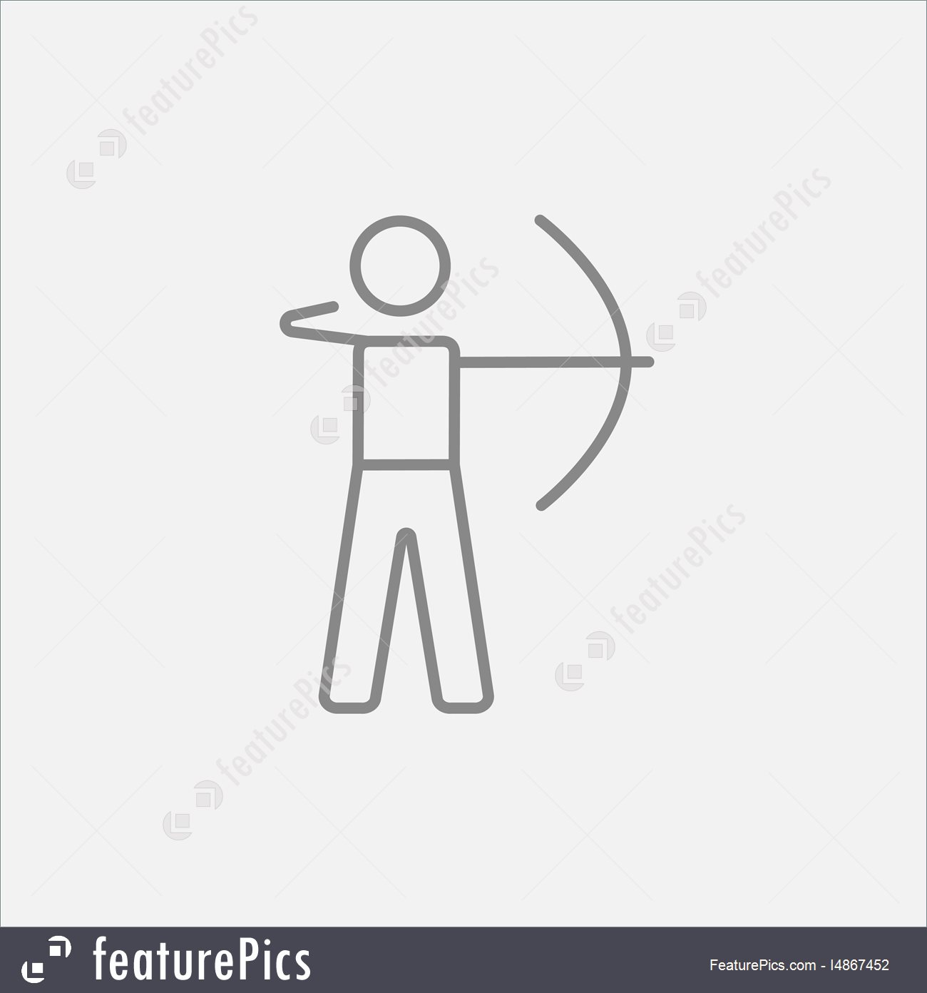 1300x1392 Archer Training With Bow Line Icon Stock Illustration