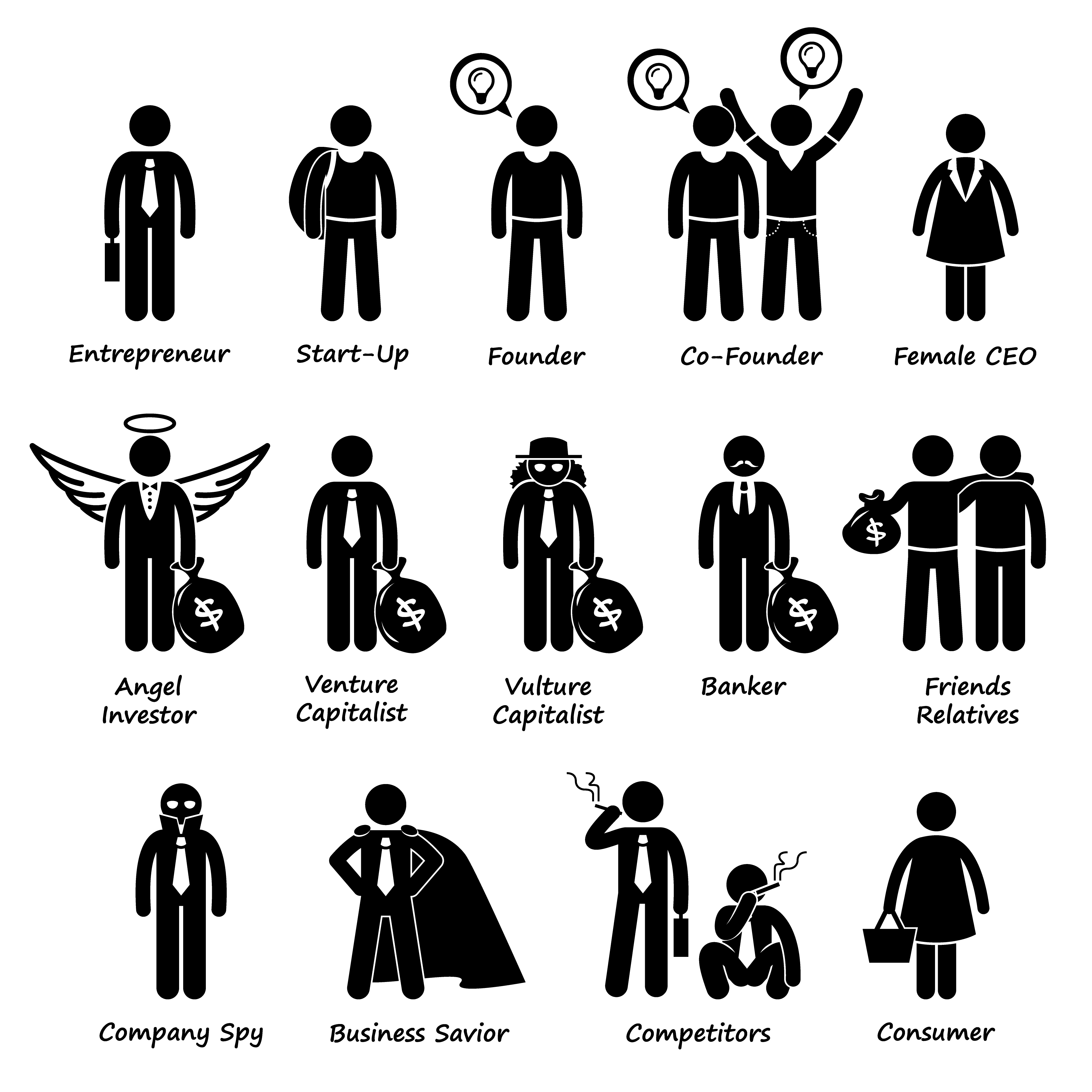 4000x4000 Business Entrepreneur Investors And Competitors Stick Figure