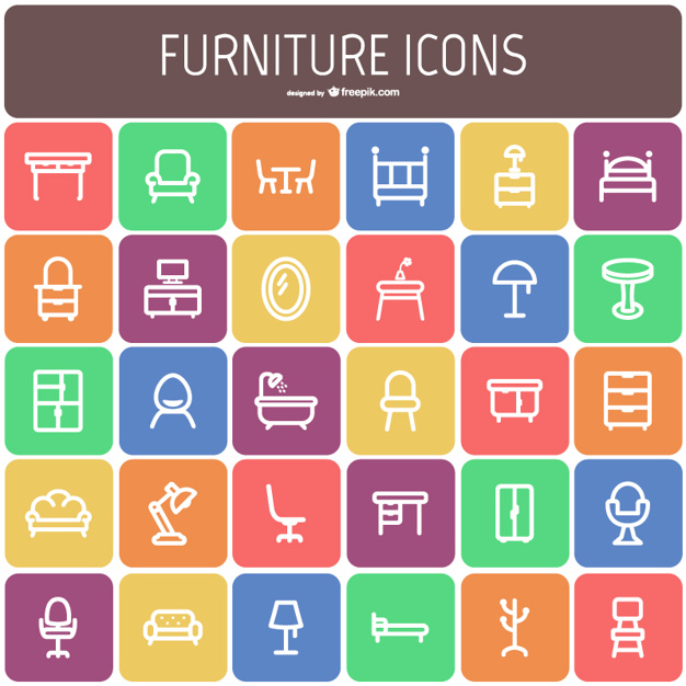 626x626 Furniture Icon Collection Vector Free Download