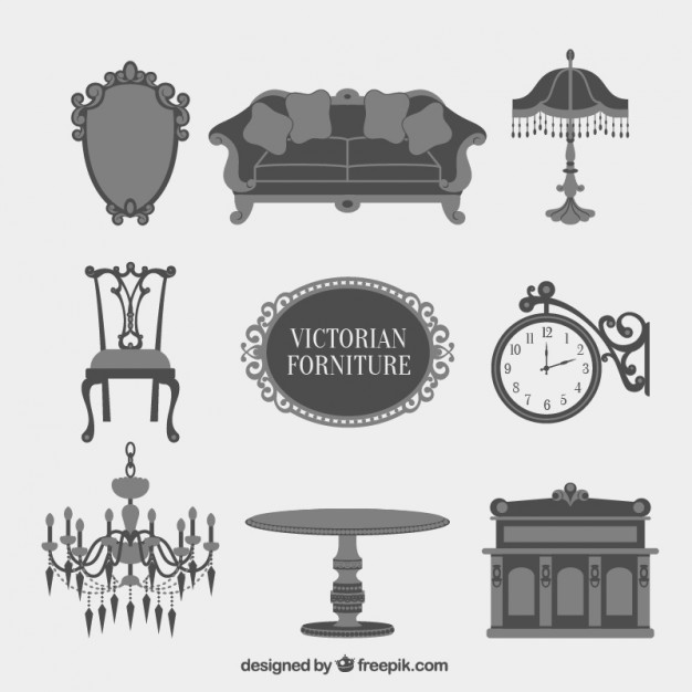 626x626 Grey Victorian Furniture Icon Collection Vector Free Download
