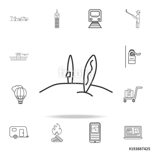 500x500 Surfboard Line Icon Set Of Tourism And Leisure Icons Signs