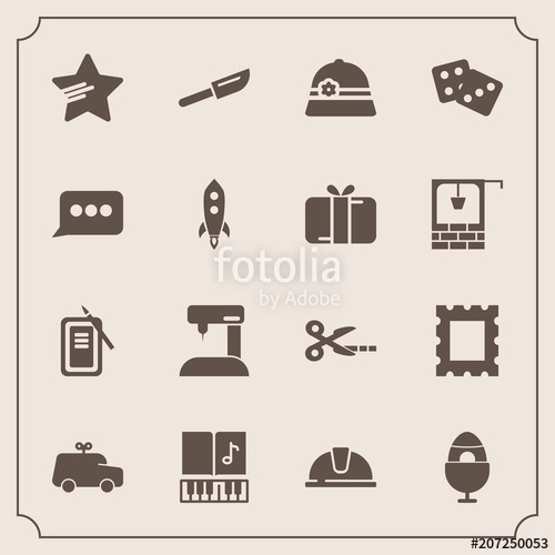 500x500 Modern, Simple Vector Icon Set With Toy, Restaurant, Inkstone