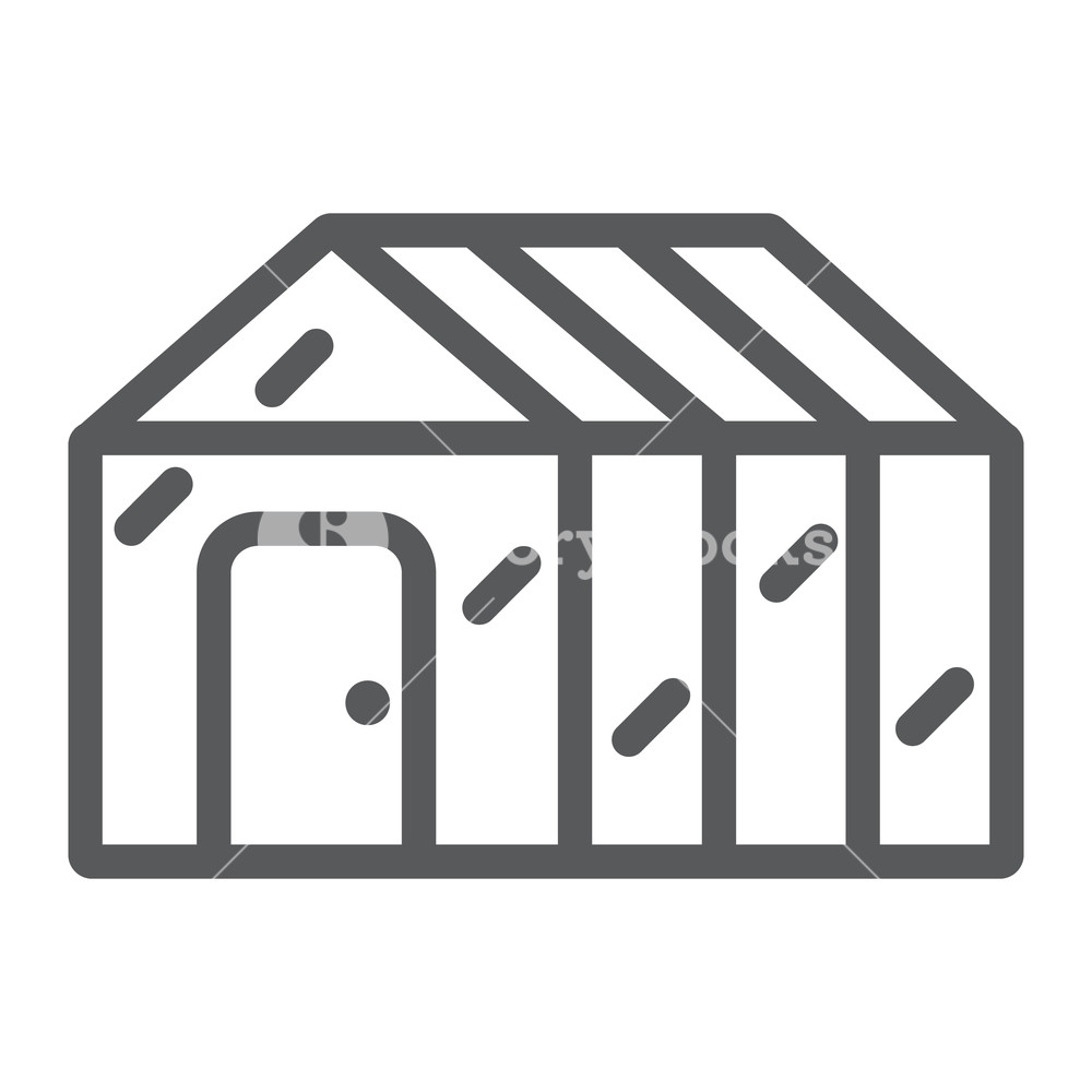 1000x1000 Greenhouse Line Icon, Garden And Farm, Glasshouse Sign, Vector
