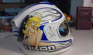 300x180 Icon Mainframe Eternal Saint Angel Pinup Girl Motorcylce Helmet