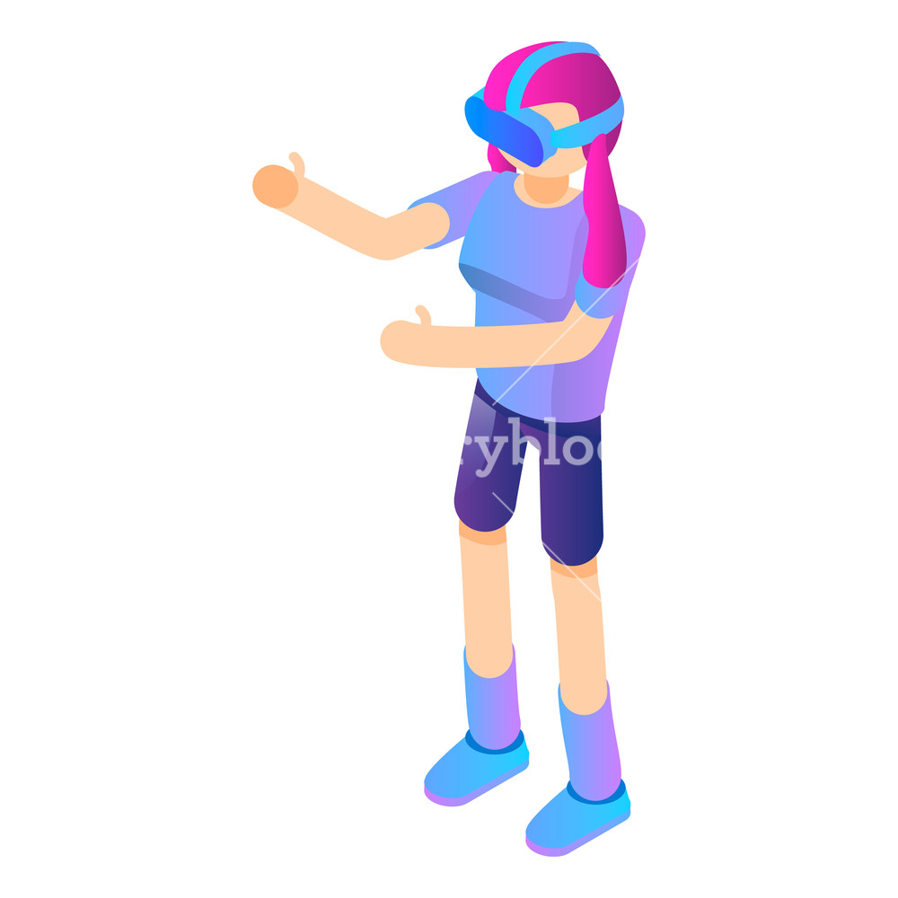 1000x1000 Girl Vr Helmet Glasses Icon Isometric Of Girl Vr Helmet Glasses