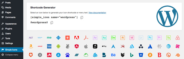 772x250 Popular Brand Icons Simple Icons Wordpress Plugin