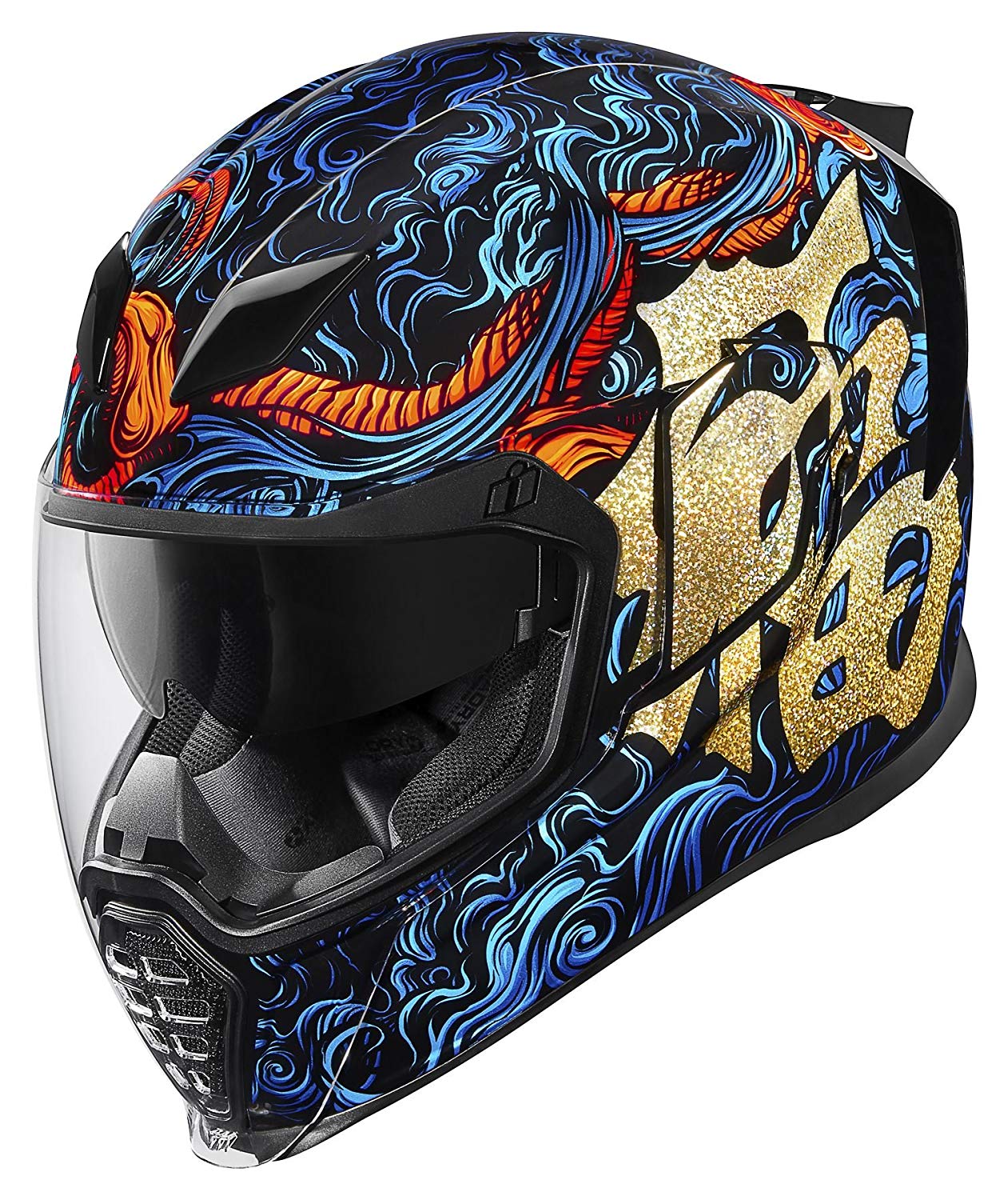 1261x1500 Icon Airflitetm Good Fortunetm Helmet Bluegold M