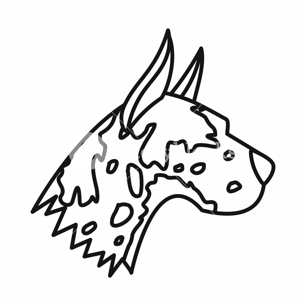 1000x1000 Great Dane Dog Icon In Outline Style Isolated On White Background