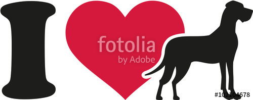 500x198 I Love Great Dane Icon Stock Image And Royalty Free Vector