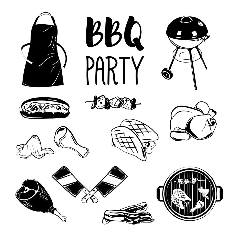 794x814 Barbeque Set Bbq Party Food Icon Grill Kitchen Apron Etsy
