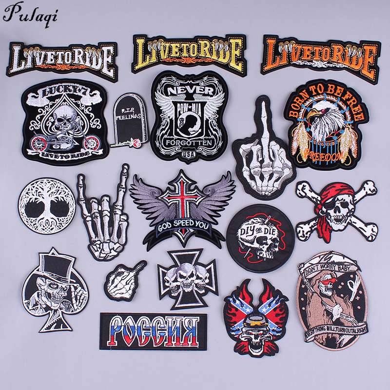 800x800 Pulaqi Grim Reaper Embroidery Patches Jeans Stripes Skull Punk