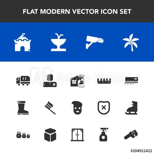 500x500 Modern, Simple Vector Icon Set With Building, Beauty, Spray, Care