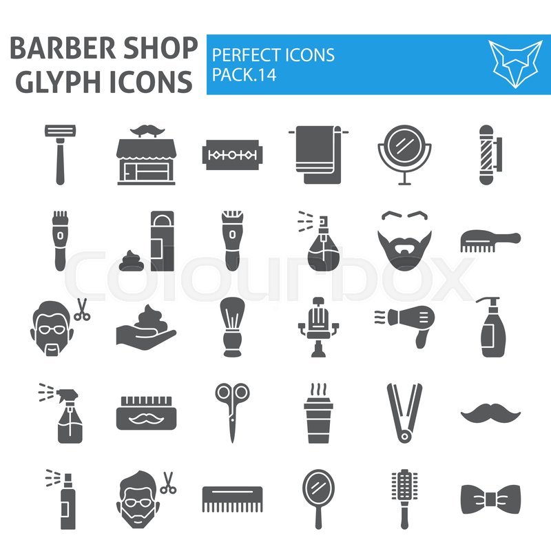 800x800 Barber Shop Glyph Icon Set, Hairstyle Stock Vector Colourbox