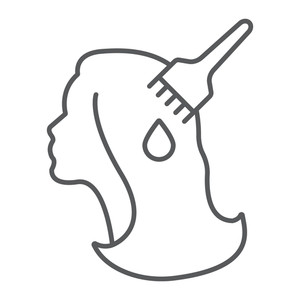 300x300 Hair Color Thin Line Icon, Beauty And Hairstyle, Hair Brush Sign