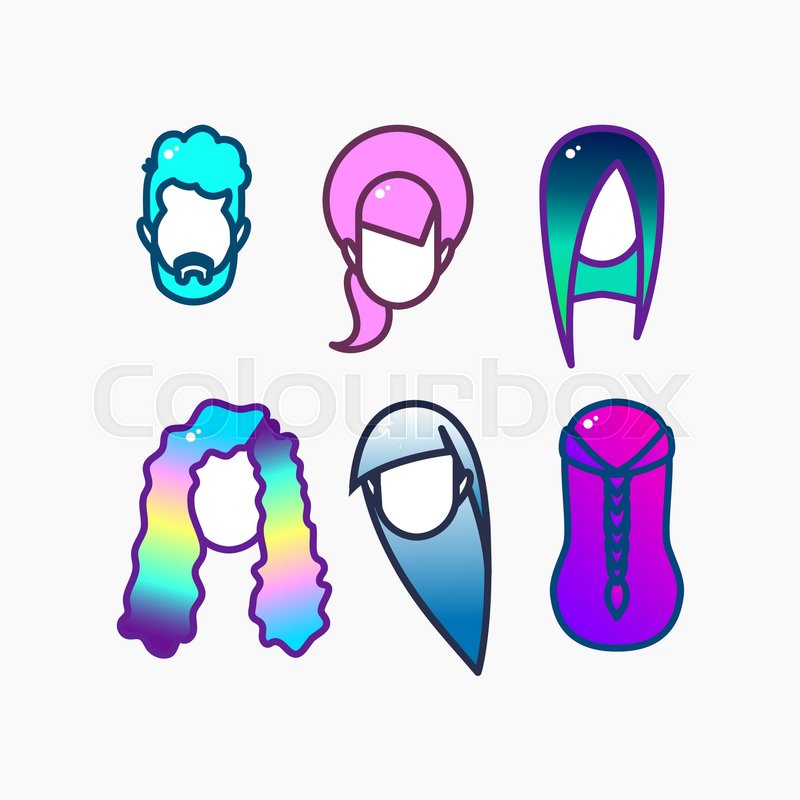 800x800 Dyed Hair Icon Set Beauty Fashion Stock Vector Colourbox