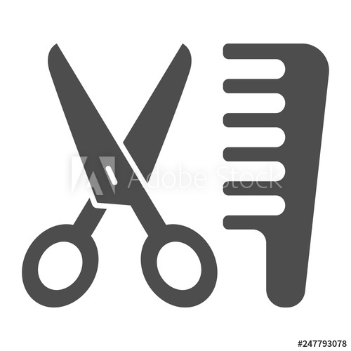 500x500 Scissors And Comb Solid Icon Hair Salon Vector Illustration