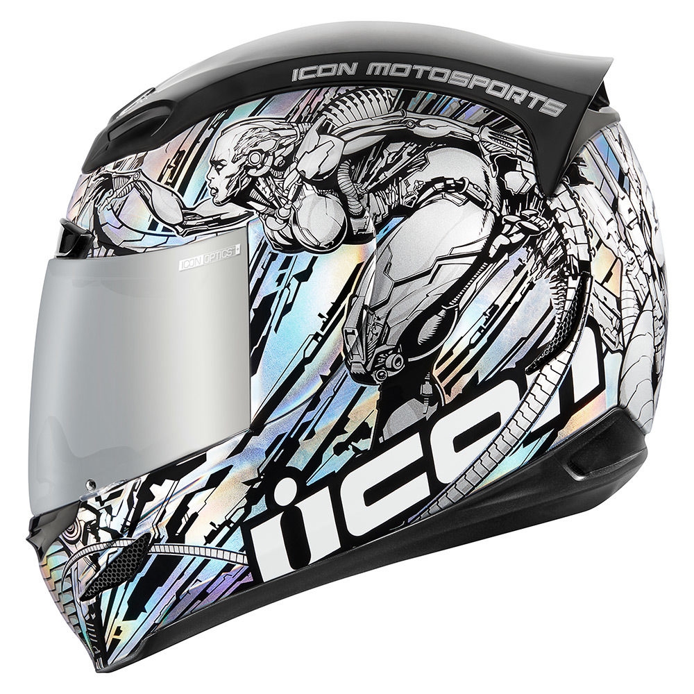1000x1000 Icon Airmada Mechanica Full Face Helmet Silver Available
