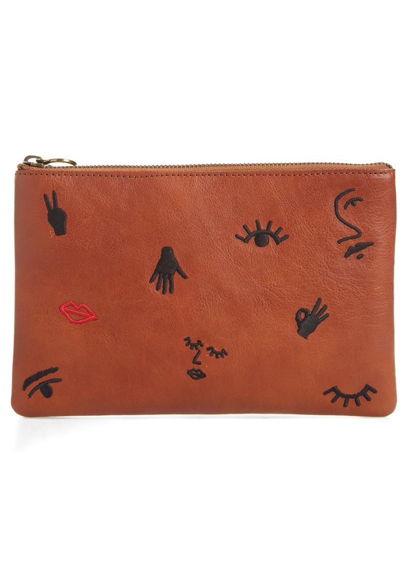 Madewell Madewell The Leather Pouch Clutch Embroidered Icon 800x1127 Madewell Madewell The Leather Pouch Clutch Embroidered Icon