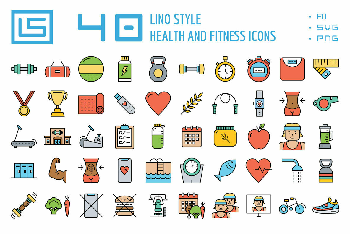 1184x792 Health And Fitness Icons