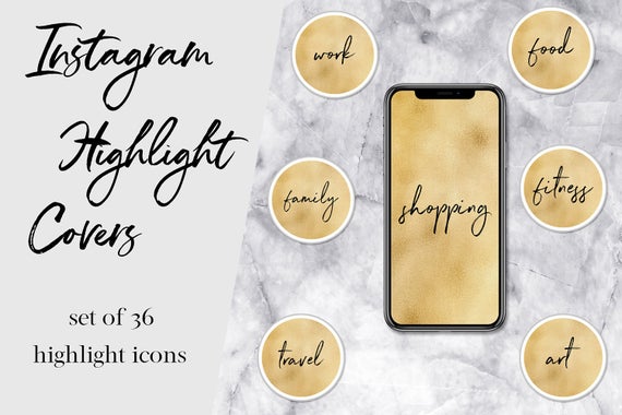 570x380 Gold Instagram Story Highlights, Gold Instagram Story Covers, Text