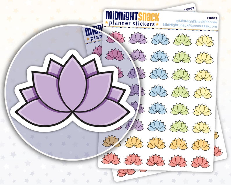 794x635 Yoga Planner Stickers Lotus Flower Icon Stickers Etsy