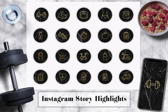 570x380 Black Marble Gold Instagram Icons, Health And Fitness Instagram