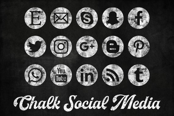 570x380 Chalkboard Social Media Icons Set, Chalkboard Clipart, Png