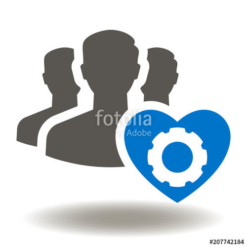 500x500 People Heart Gear Icon Vector Work Safety Illustration