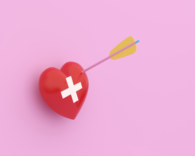 626x500 Creative Idea Layout Red Heart With Arrow With Icon Healthcare