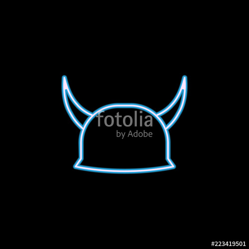 500x500 Helmet With Horns Icon In Neon Style One Of Motobike Collection