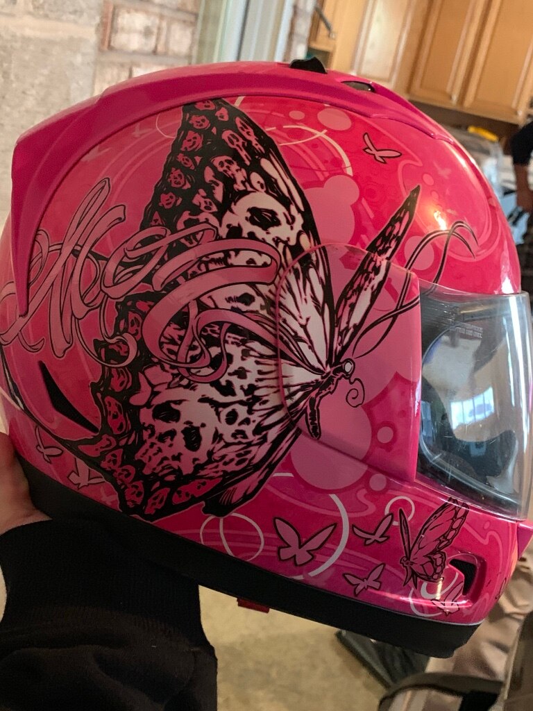 768x1024 Used Pink And Black Full Face Icon Helmet For Sale In Rye
