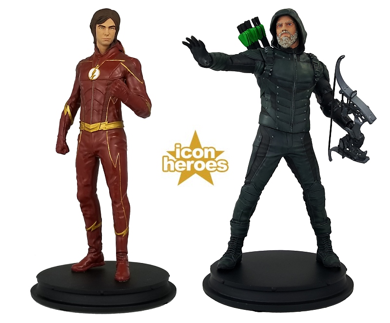 800x662 New Dc Icon Heroes Statues Green Arrow And Future Flash