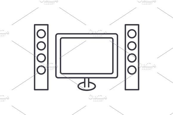 580x387 Cinema, Home Theater Vector Line Icon, Sign, Illustration