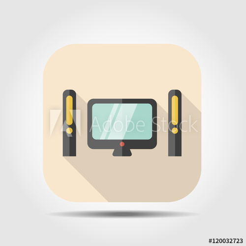 500x500 Home Theatre Flat Icon With Long Shadow