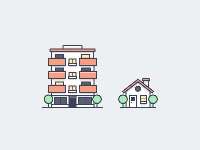 800x600 Housing Icons Motion Graphics Illustrations Flat Design