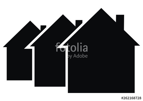 500x354 Three Black Houses, Vector Icon Black Silhouette Of Houses