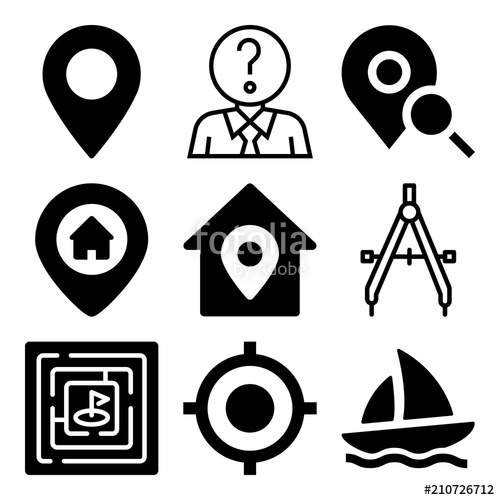 500x500 Vector Icon Set About Location With Icons Related To Topography