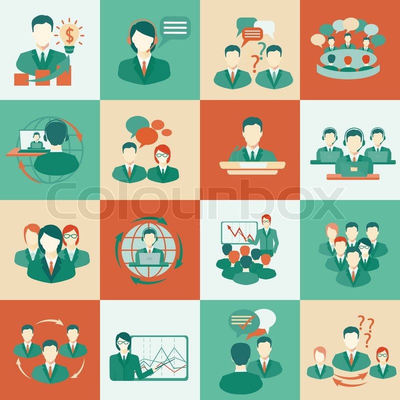 Business Meeting Flat Icons Set Of Stock Vector Colourbox 800x800 Business Meeting Flat Icons Set Of Stock Vector Colourbox