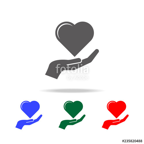 500x500 Heart In Hand Icon Elements Of Love In Multi Colored Icons