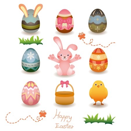 450x450 Cartoon Easter Egg And Bunny Icon Royalty Free Vector Graphics